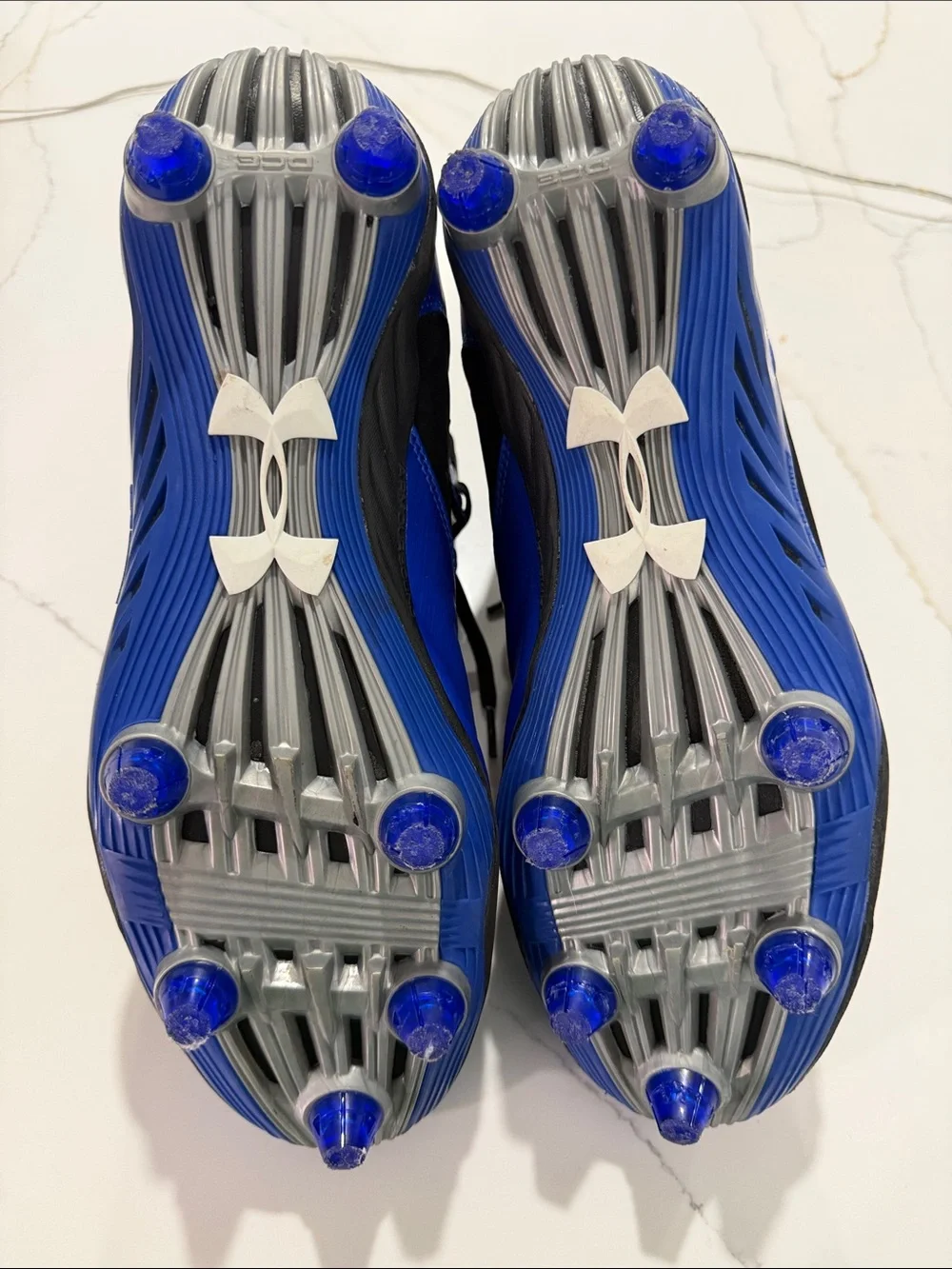 Under Armour Kids Black and Blue Football Cleats